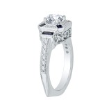Shah Luxury 14K White Gold Round Diamond and Sapphire Engagement Ring (Semi-Mount) photo 2