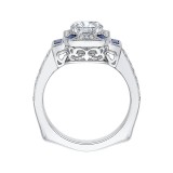 Shah Luxury 14K White Gold Round Diamond and Sapphire Engagement Ring (Semi-Mount) photo 4