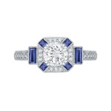 Shah Luxury 14K White Gold Round Diamond and Sapphire Engagement Ring (Semi-Mount) photo