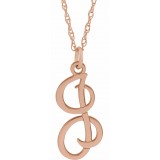 14K Rose Script Initial I 16-18 Necklace photo