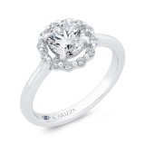 Shah Luxury Round Cut Diamond Floral Engagement Ring In 14K White Gold (Semi-Mount) photo 2