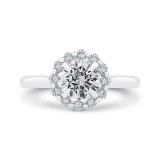 Shah Luxury Round Cut Diamond Floral Engagement Ring In 14K White Gold (Semi-Mount) photo