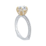 Shah Luxury 14K Two-Tone Gold Euro Shank Round Diamond Engagement Ring (Semi-Mount) photo 2
