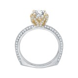 Shah Luxury 14K Two-Tone Gold Euro Shank Round Diamond Engagement Ring (Semi-Mount) photo 4