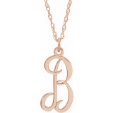 14K Rose Script Initial B 16-18 Necklace photo