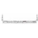 14K White 1/2 CTW Diamond Bar 16-18 Necklace photo