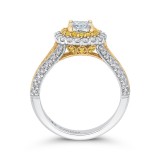 Shah Luxury 14K Two Tone Gold Cushion Cut Diamond Double Halo Engagement Ring with Split Shank (Semi-Mount) photo 4