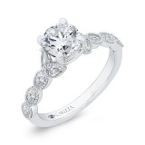 Shah Luxury 14K White Gold Split Shank Round Diamond Engagement Ring (Semi-Mount) photo 2