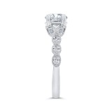 Shah Luxury 14K White Gold Split Shank Round Diamond Engagement Ring (Semi-Mount) photo 3