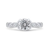 Shah Luxury 14K White Gold Split Shank Round Diamond Engagement Ring (Semi-Mount) photo