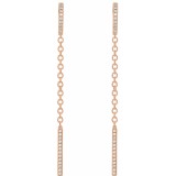 14K Rose 1/4 CTW Diamond Hinged Hoop Chain Earrings photo 2