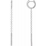 14K White 1/4 CTW Diamond Hinged Hoop Chain Earrings photo