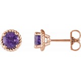 14K Rose Amethyst Rope Earrings photo