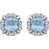 14K White Sky Blue Topaz & 1/10 CTW Diamond Earrings photo 2