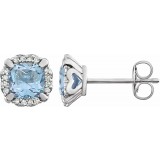 14K White Sky Blue Topaz & 1/10 CTW Diamond Earrings photo