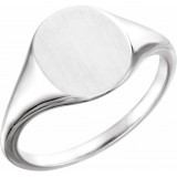 14K White 11x9 mm Oval Signet Ring photo