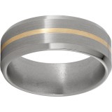 Titanium Beveled Edge Band with a 1mm 14K Yellow Gold Inlay and Satin Finish photo