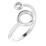 14K White Double Circle Bypass Ring photo