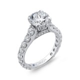 Shah Luxury Round Diamond Engagement Ring In 14K White Gold (Semi-Mount) photo 2