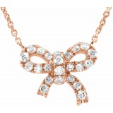 14K Rose 1/6 CTW Diamond Bow 18 Necklace photo