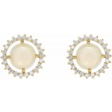 14K Yellow Opal & 1/8 CTW Diamond Earrings photo 2