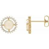 14K Yellow Opal & 1/8 CTW Diamond Earrings photo