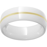 White Diamond CeramicDomed Ring with a 1mm 18K Yellow Gold Inlay photo