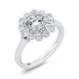 Shah Luxury 14K White Gold Round Cut Diamond Halo Engagement Ring (Semi-Mount) photo 2