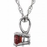 14K White 3 mm Round Mozambique Garnet Youth Birthstone 14 Necklace photo 2