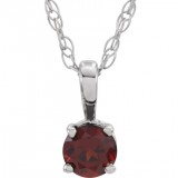 14K White 3 mm Round Mozambique Garnet Youth Birthstone 14 Necklace photo