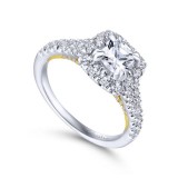 Gabriel & Co. 14k Two Tone Gold Blush Halo Engagement Ring photo 3