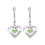 Gems One Silver Diamond (1/50 Ctw) & Createdperidot Earring photo