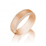Henri Daussi 7mm Men's Wedding Band MB1 14k Gold Rose 0.45 Ctw. photo 2