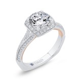 Shah Luxury 14K Two-Tone Gold Diamond Halo Engagement Ring with Euro Shank (Semi-Mount) photo 2