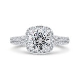 Shah Luxury 14K Two-Tone Gold Diamond Halo Engagement Ring with Euro Shank (Semi-Mount) photo