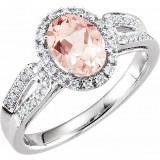 14K White Morganite & 1/5 CTW Diamond Ring photo