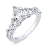 Shah Luxury 14K White Gold Pear Cut Diamond Solitaire Plus Engagement Ring (Semi-Mount) photo 2