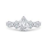 Shah Luxury 14K White Gold Pear Cut Diamond Solitaire Plus Engagement Ring (Semi-Mount) photo