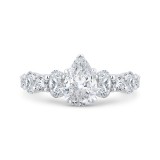 Shah Luxury 14K White Gold Pear Cut Diamond Solitaire Plus Engagement Ring (Semi-Mount) photo