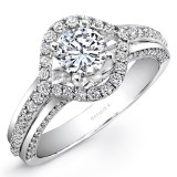 18K White Gold Evil Eye Diamond Halo Engagement Ring photo