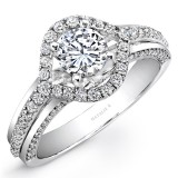 18K White Gold Evil Eye Diamond Halo Engagement Ring photo