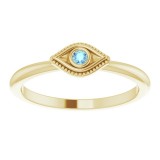 14K Yellow Aquamarine Stackable Evil Eye Ring photo 3