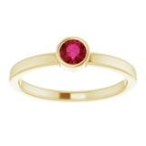 14K Yellow 4 mm Round Ruby Ring photo 3