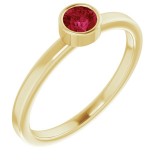 14K Yellow 4 mm Round Ruby Ring photo