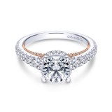Gabriel & Co. 14k Two Tone Gold Crown Straight Engagement Ring photo