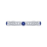 Shah Luxury 14K White Gold Round Diamond Wedding Band with Sapphire photo