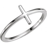 14K White Sideways Cross Ring photo