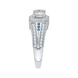 Shah Luxury 14K White Gold Emerald Diamond and Sapphire Engagement Ring (Semi-Mount) photo 3