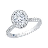 Shah Luxury 14K White Gold Oval Diamond Halo Engagement Ring with Euro Shank (Semi-Mount) photo 2
