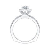 Shah Luxury 14K White Gold Oval Diamond Halo Engagement Ring with Euro Shank (Semi-Mount) photo 4